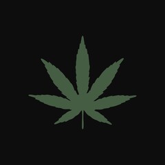 Poster - cannabis leaf on black background green icon