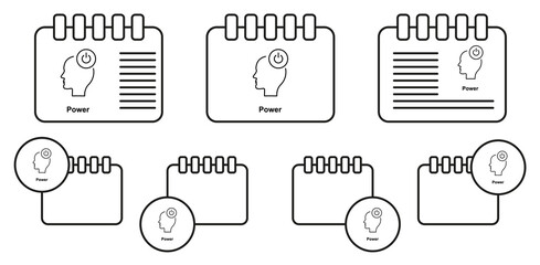 Poster - Turn on, head, power vector icon in calender set illustration for ui and ux, website or mobile application