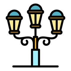 Poster - Street light pillar icon. Outline street light pillar vector icon color flat isolated