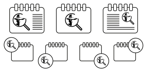 Poster - Detective search black and white vector icon in calender set illustration for ui and ux, website or mobile application