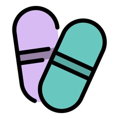 Poster - Dose capsule icon. Outline dose capsule vector icon color flat isolated