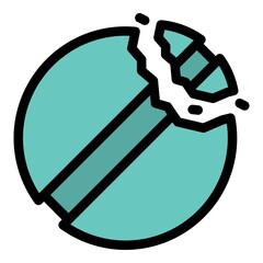Poster - Cracked pill icon. Outline cracked pill vector icon color flat isolated