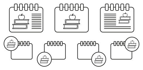 Poster - Books and apple sketch vector icon in calender set illustration for ui and ux, website or mobile application