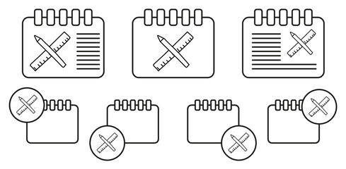 Poster - pencil and ruler sketch vector icon in calender set illustration for ui and ux, website or mobile ap