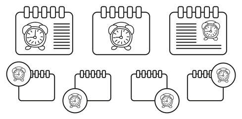 Poster - Alarm clock sketch vector icon in calender set illustration for ui and ux, website or mobile application