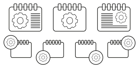 Poster - Gear sketch vector icon in calender set illustration for ui and ux, website or mobile application