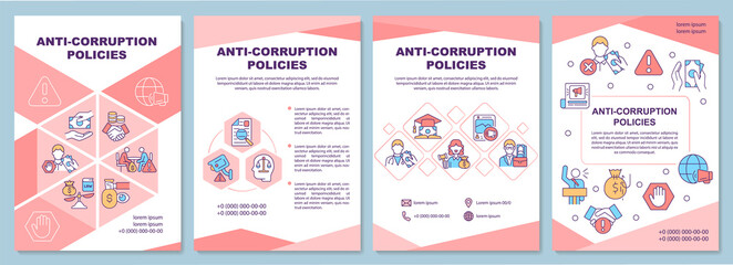 anti corruption policies brochure template. bribary prevention. flyer, booklet, leaflet print, cover