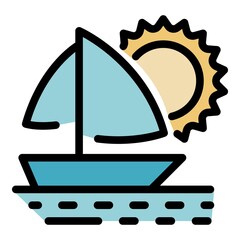 Poster - luxury ocean yacht icon. outline luxury ocean yacht vector icon color flat isolated