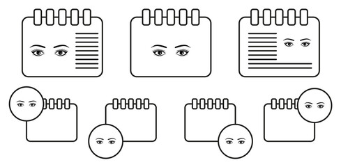 Poster - Realistic woman eyes black and white vector icon in calender set illustration for ui and ux, website or mobile application