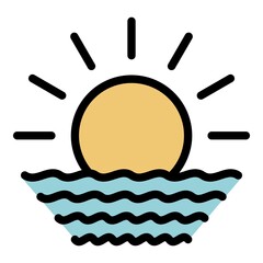 Poster - ocean sunrise icon. outline ocean sunrise vector icon color flat isolated