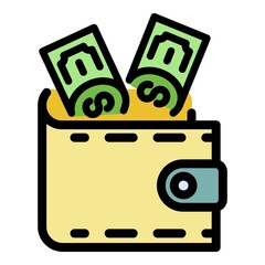 Poster - Money wallet icon. Outline money wallet vector icon color flat isolated