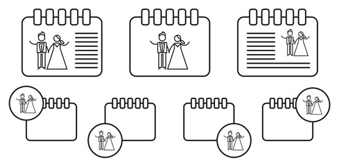 Poster - Bride, groom vector icon in calender set illustration for ui and ux, website or mobile application