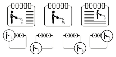 Poster - Man watering can vector icon in calender set illustration for ui and ux, website or mobile application
