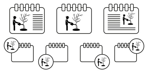Poster - Man watering of tree vector icon in calender set illustration for ui and ux, website or mobile application