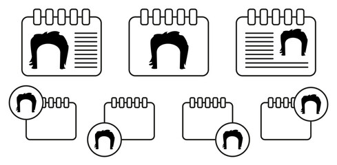 Poster - Hair, woman, haircut short vector icon in calender set illustration for ui and ux, website or mobile application