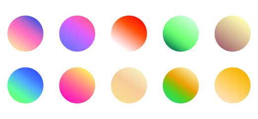 Poster - set of round vector gradient. multicolor sphere. modern abstract background texture. template for de