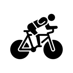 Poster - Track cycling black glyph icon. Bicycle racing competition. Riding bike across track sport activity. Athletes with physical disability. Silhouette symbol on white space. Vector isolated illustration