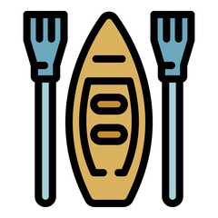 Poster - sea kayak icon. outline sea kayak vector icon color flat isolated