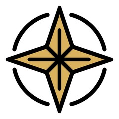 Poster - Magnetic compass icon. Outline magnetic compass vector icon color flat isolated