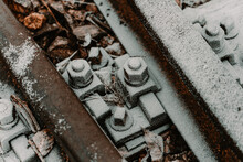 High Angle View Of Rusty Metal On Snow