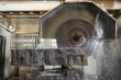 Big industrial machine cutting stone in a factory