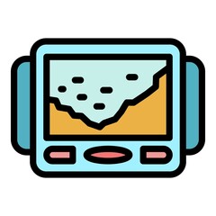 Sticker - Fish finder icon. Outline fish finder vector icon color flat isolated