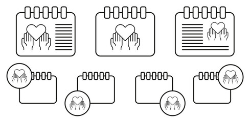 Poster - love, hands vector icon in calender set illustration for ui and ux, website or mobile application
