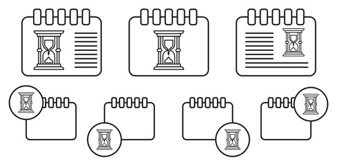 Sticker - Hourglass, time vector icon in calender set illustration for ui and ux, website or mobile application