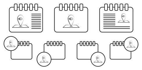 Poster - Eye pin vector icon in calender set illustration for ui and ux, website or mobile application