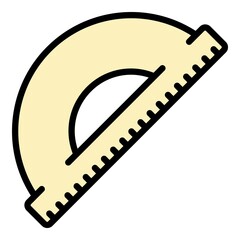 Poster - Semicircle with ruler icon. Outline semicircle with ruler vector icon color flat isolated
