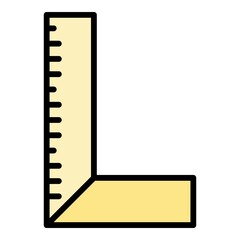 Poster - Right angle ruler icon. Outline right angle ruler vector icon color flat isolated