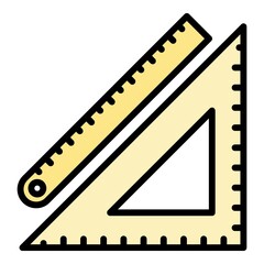 Poster - math ruler icon. outline math ruler vector icon color flat isolated