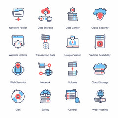 big data minimal icons - stroked, vectors