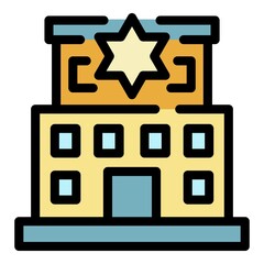 Poster - Police station icon. Outline police station vector icon color flat isolated