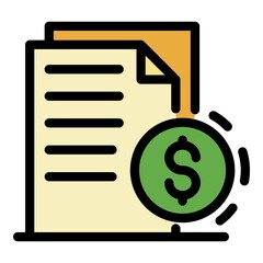 Poster - Financial documents icon. Outline financial documents vector icon color flat isolated