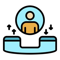 Poster - Calling headhunter icon. Outline calling headhunter vector icon color flat isolated