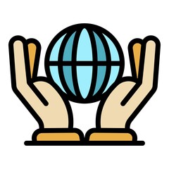 Poster - Keep global headhunter icon. Outline keep global headhunter vector icon color flat isolated