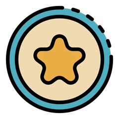Poster - Star headhunter emblem icon. Outline star headhunter emblem vector icon color flat isolated