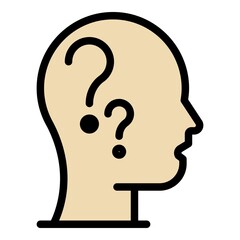 Poster - Head question task icon. Outline head question task vector icon color flat isolated
