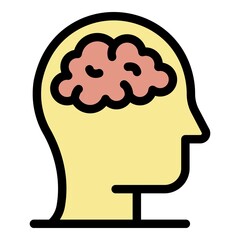 Poster - Human brain recruiter icon. Outline human brain recruiter vector icon color flat isolated