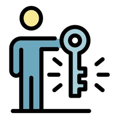 Poster - Recruiter key icon. Outline recruiter key vector icon color flat isolated