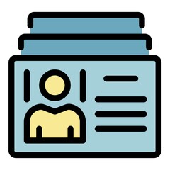 Poster - Id card recruiter icon. Outline id card recruiter vector icon color flat isolated