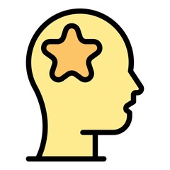 Poster - Star in the head icon. Outline star in the head vector icon color flat isolated