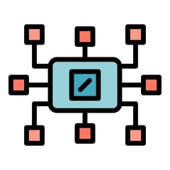 Poster - Computers on the local network icon. Outline computers on the local network vector icon color flat isolated