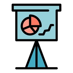 Poster - The graph on the flip chart icon. Outline the graph on the flip chart vector icon color flat isolated