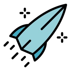 Poster - Rocket icon. Outline rocket vector icon color flat isolated