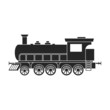 Locomotive with wagon vector black icon. Vector illustration railway train. on white background. Isolated black illustration icon of locomotive and wagon .