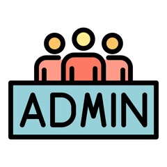 Poster - three persons admin icon. outline three persons admin vector icon color flat isolated