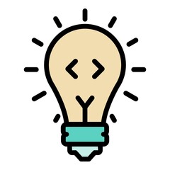 Wall Mural - Code in light bulb icon. Outline code in light bulb vector icon color flat isolated
