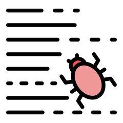 Poster - Bug in code icon. Outline bug in code vector icon color flat isolated